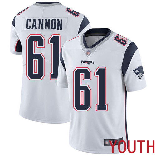 New England Patriots Football #61 Vapor Limited White Youth Marcus Cannon Road NFL Jersey